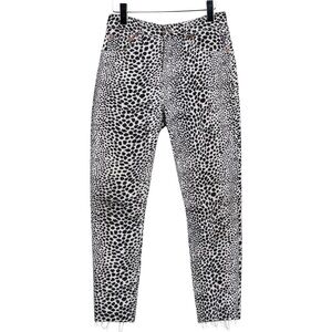 RARE ⭐️RE/DONE High -Rise Skinny Leg Worn White Leopard Print Jeans